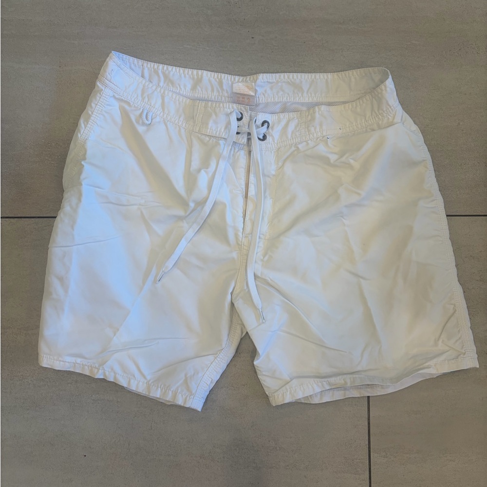 Sundek White Men's Swim Board Shorts with Drawstring